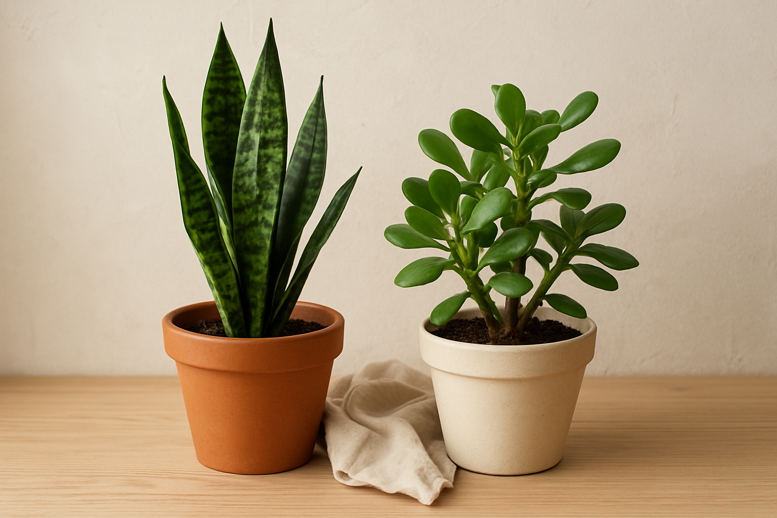 Zestaw roślin doniczkowych na parapecie w jasnym świetle – ilustracja artykułu