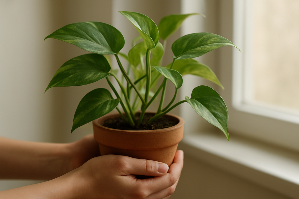 Roślina doniczkowa przenoszona w mieszkaniu, liście i pędy