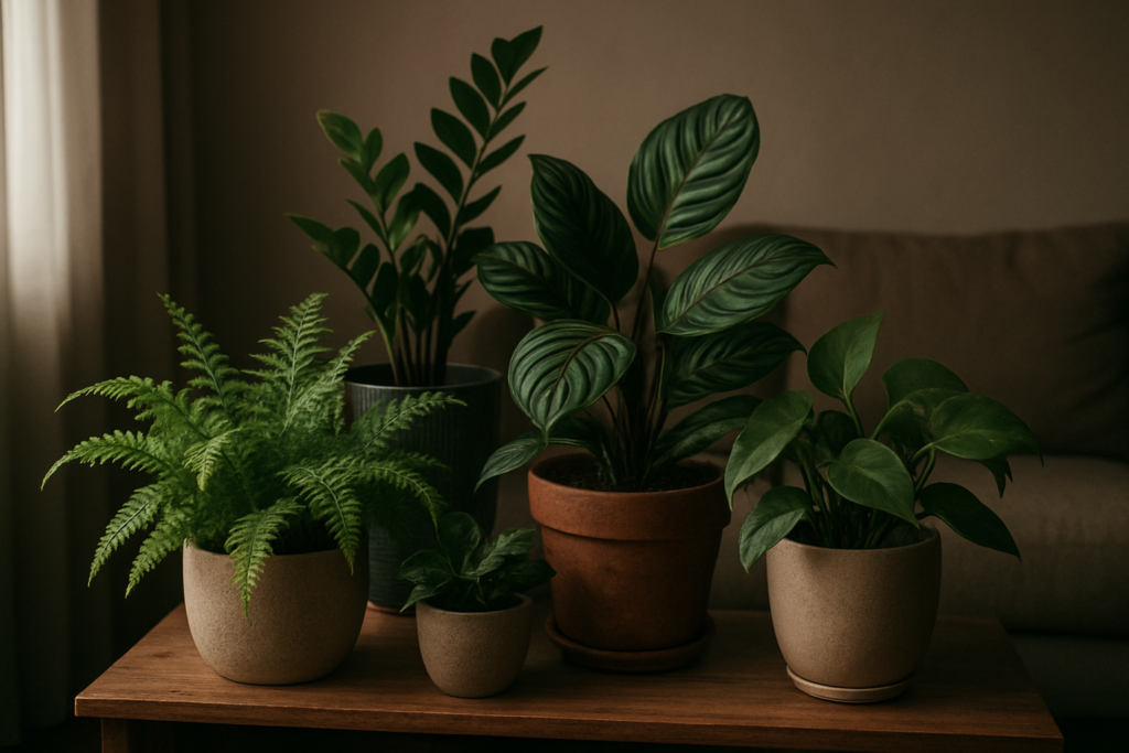 Rośliny doniczkowe preferujące cień na półce